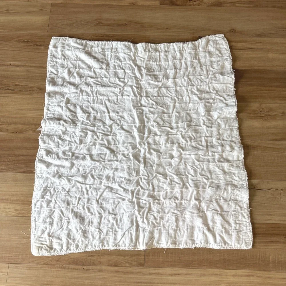 Handmade Vintage Baby Quilt Patchwork Pastel Hand Tied Nursery Blanket 35x32